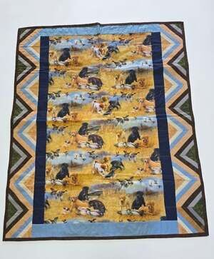 Handmade Hunting Dog Yellow Labrador Retriever Mallard Duck Quilt 41" X 36"